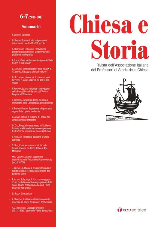 Chiesa e storia. Rivista dell’Associazione Italiana dei Professori di Storia della Chiesa. Vol. 6 - copertina