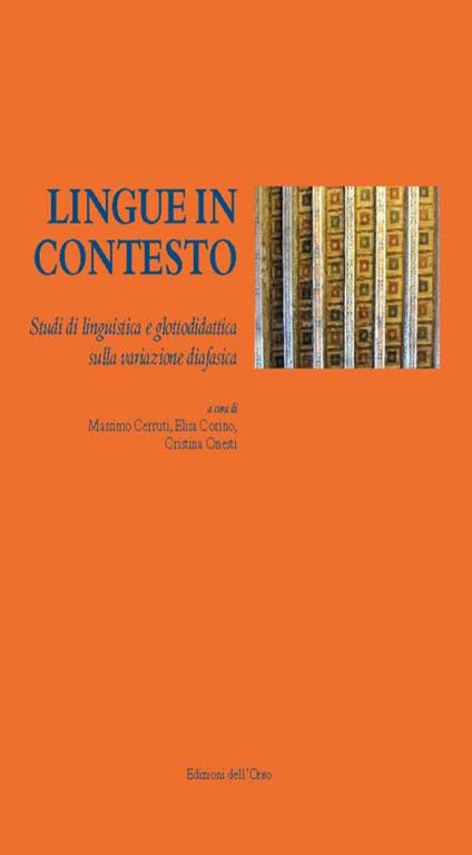 Lingue in contesto. Studi di linguistica e glottologia sulla variazione diafasica - copertina