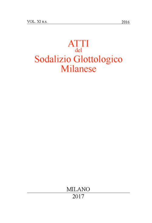 Atti del sodalizio glottologico milanese. Nuova serie (2016). Ediz. critica. Vol. 11 - copertina