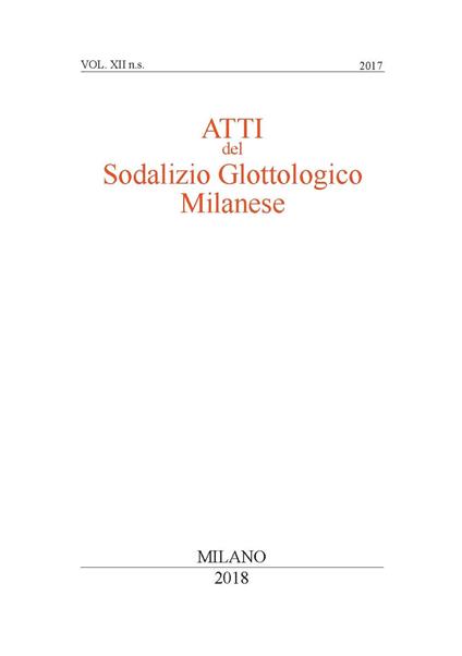 Atti del sodalizio glottologico milanese. Nuova serie (2017). Vol. 12 - copertina
