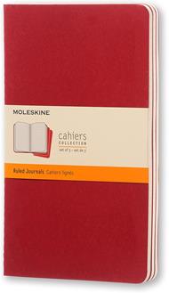 Quaderno Cahier Journal Moleskine large a righe rosso. Cranberry Red. Set da 3