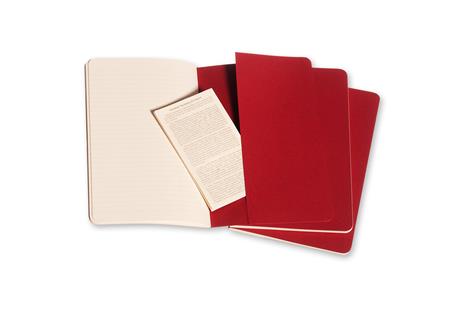 Quaderno Cahier Journal Moleskine large a righe rosso. Cranberry Red. Set da 3 - 4