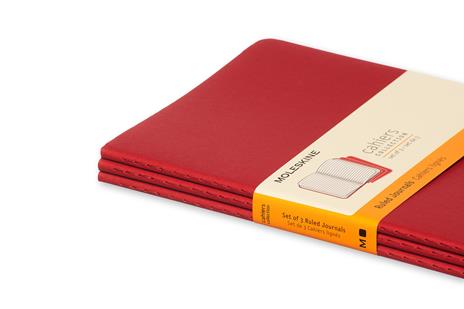 Quaderno Cahier Journal Moleskine large a righe rosso. Cranberry Red. Set da 3 - 5