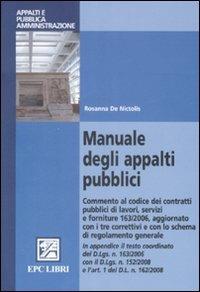 Manuale degli appalti pubblici - Rosanna De Nictolis - copertina