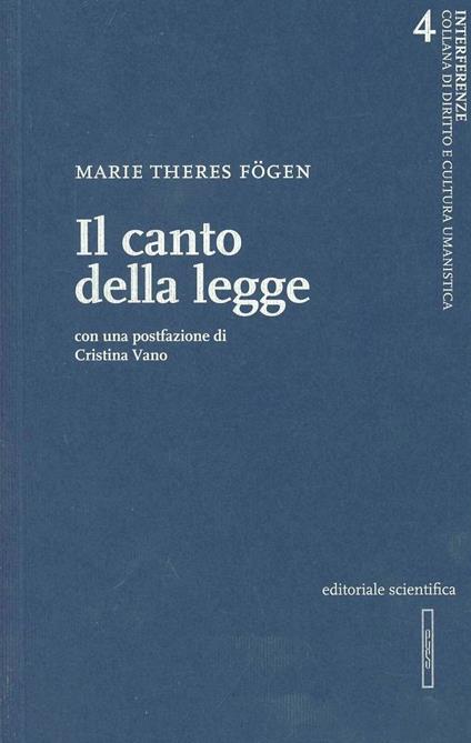 Il canto della legge - M. Theres Foegen - copertina