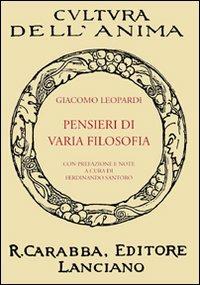 Pensieri di varia filosofia - Giacomo Leopardi - copertina