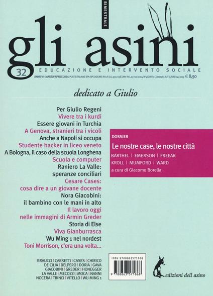 Gli asini. Rivista di educazione e intervento sociale (2016). Vol. 32 - copertina