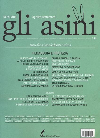 Gli asini. Rivista di educazione e intervento sociale (2018). Vol. 54-55 - copertina