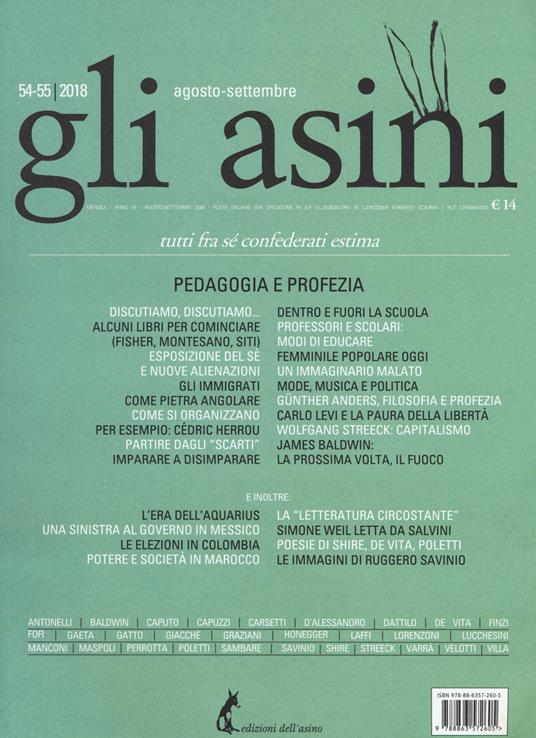 Gli asini. Rivista di educazione e intervento sociale (2018). Vol. 54-55 - copertina