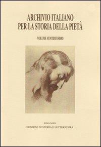Archivio italiano per la storia della pietà. Vol. 22 - copertina