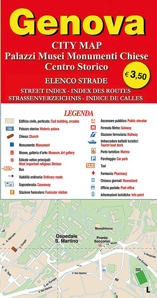 Genova. City map. Palazzi, musei, monumenti, chiese. Centro storico - copertina