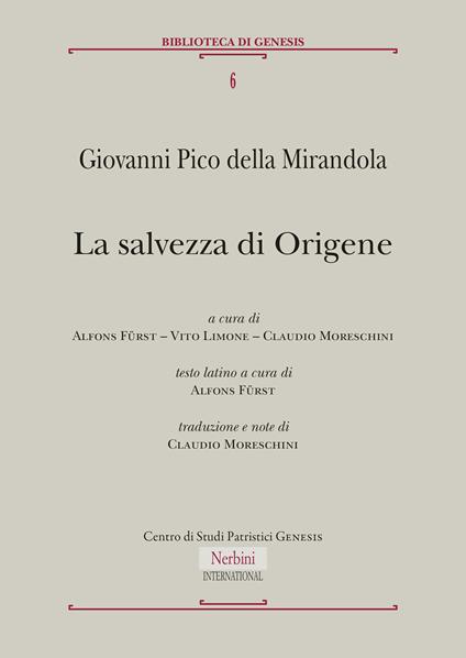 La salvezza di Origene - Giovanni Pico della Mirandola - copertina