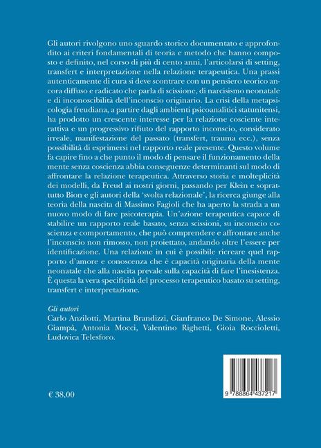 Storia della relazione terapeutica. Setting, transfert e interpretazione - 2
