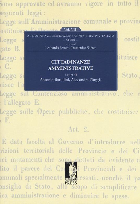 Cittadinanze amministrative. A 150 dall'unificazione amministrativa italiana. Vol. 8 - copertina