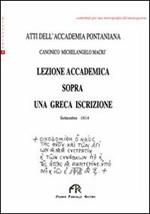 Lezione accademica sopra una greca iscrizione. Atti dell'Accademia Pontaniana