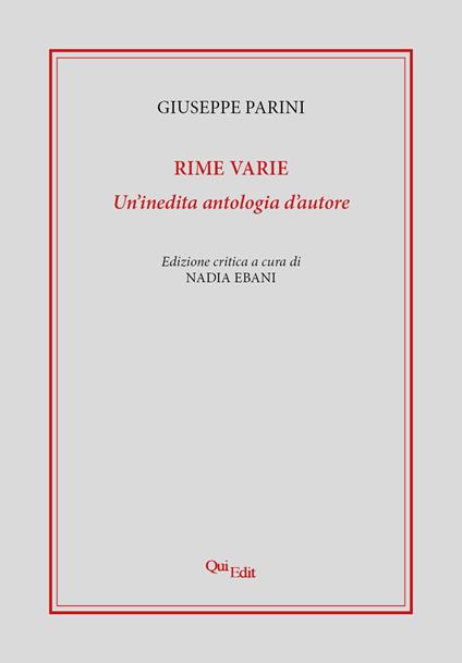 Rime varie. Un’inedita antologia d’autore - Giuseppe Parini - copertina
