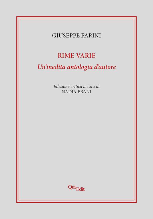 Rime varie. Un’inedita antologia d’autore - Giuseppe Parini - copertina