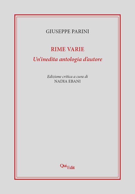 Rime varie. Un'inedita antologia d'autore - Giuseppe Parini - copertina