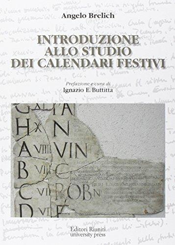 Introduzione allo studio dei calendari festivi - Angelo Brelich - copertina