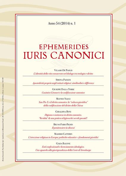 Ephemerides Iuris canonici (2014). Vol. 1 - copertina