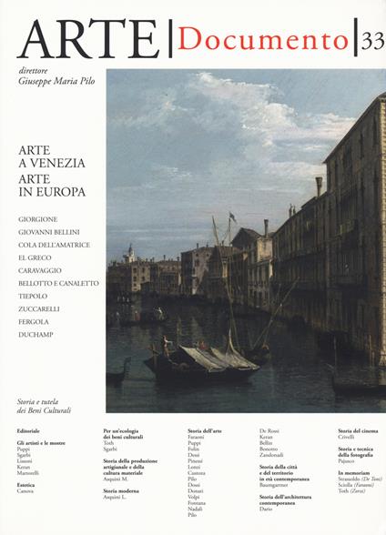 Arte. Documento. Rivista e collezione di storia e tutela dei beni culturali. Vol. 33 - copertina