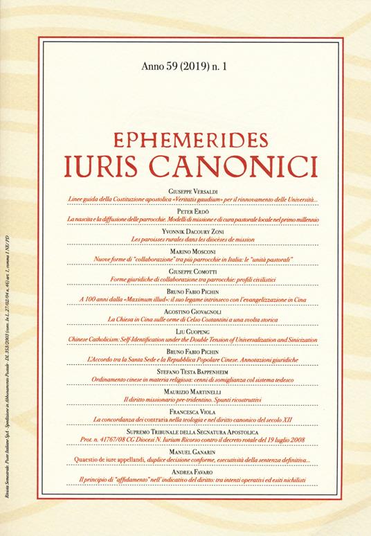 Ephemerides Iuris canonici (2019). Vol. 1 - copertina