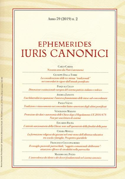 Ephemerides Iuris canonici (2019). Vol. 2 - copertina