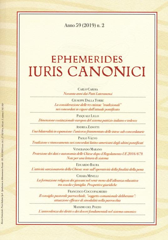 Ephemerides Iuris canonici (2019). Vol. 2 - copertina