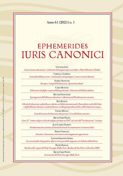 Ephemerides Iuris canonici (2021). Vol. 1 - copertina