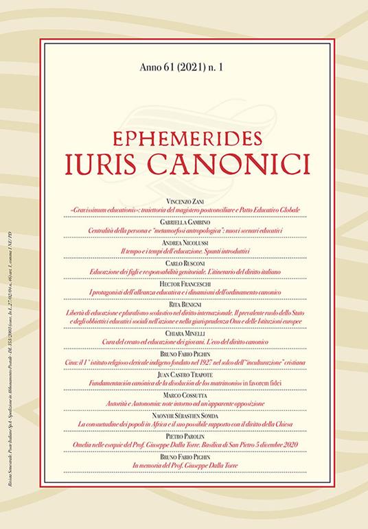 Ephemerides Iuris canonici (2021). Vol. 1 - copertina