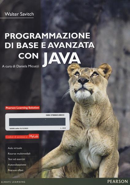 Programmazione di base e avanzata con Java - Walter Savitch - copertina