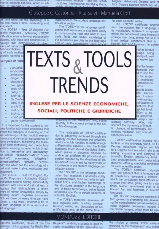 Texts and tools and trends. Inglese per le scienze economiche, sociali, politiche e giuridiche. Ediz. bilingue - Giuseppe G. Castorina,Rita Salvi,Manuela Cipri - copertina