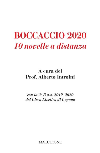 Boccaccio 2020. 10 novelle a distanza con la 2ª B a.s. 2019-2020 del Liceo Elvetico di Lugano - copertina