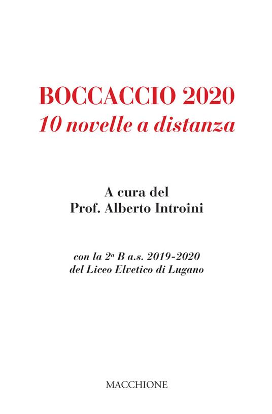 Boccaccio 2020. 10 novelle a distanza con la 2ª B a.s. 2019-2020 del Liceo Elvetico di Lugano - copertina