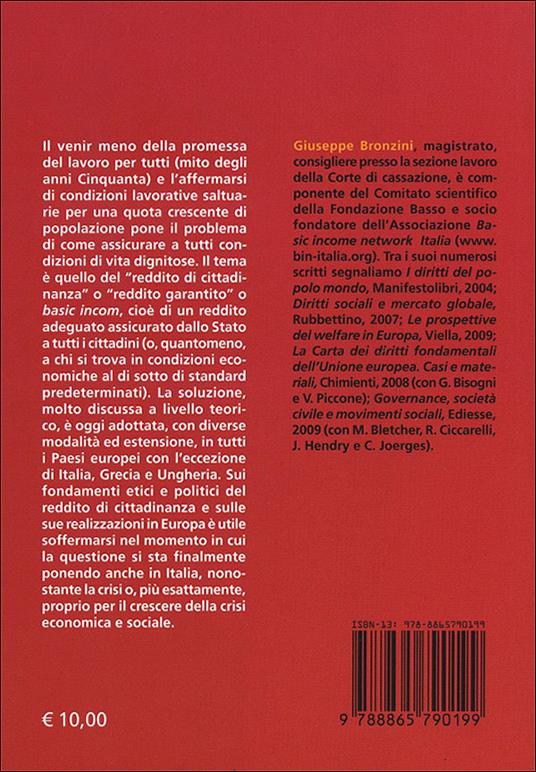 Il reddito di cittadinanza. Una proposta per l'Italia e per l'Europa - Giuseppe Bronzini - 2