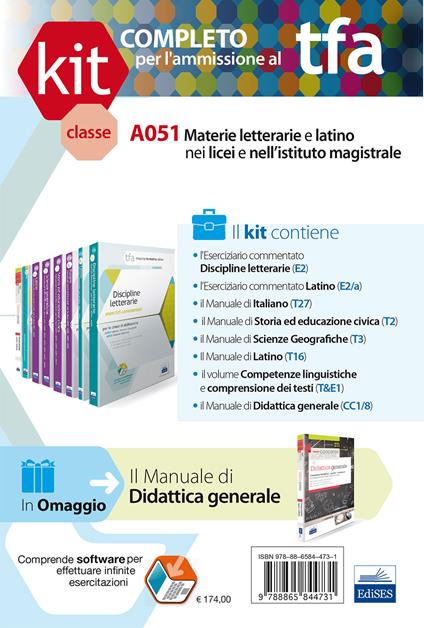 TFA. Classe A051 per prove scritte e orali. Manuale di teoria ed esercizi per le materie letterarie e latino nei Licei. Kit completo. Con software di simulazione - copertina