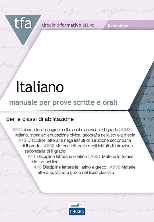 TFA. Italiano. Manuale per le prove scritte e orali classi A22, A12, A11, A13. Con software di simulazione - copertina