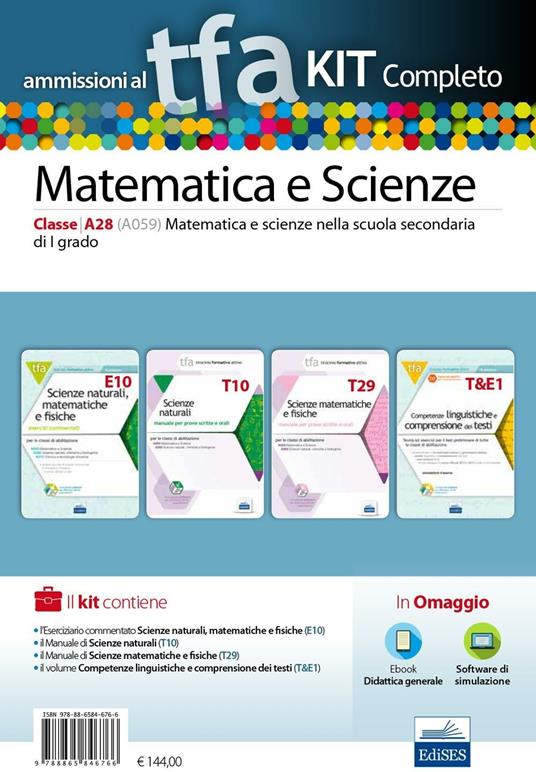 TFA. Matematica e scienze classe A28 (A059) per prove scritte e orali.Kit completo. Con software di simulazione - copertina