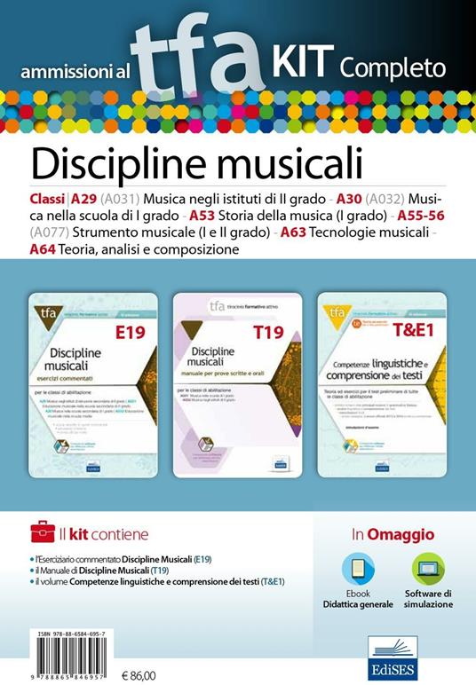 TFA. Discipline musicali classi A29 (A031), A030 (A032), A53, A55/56, A63,A64 per le prove scritte e orali. Kit completo. Con software di simulazione - copertina