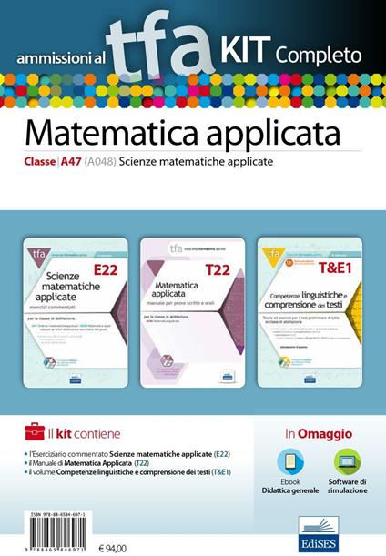 TFA. Scienze matematiche applicate classe A47 (A048) per prove scritte e orali. Kit completo. Con software di simulazione - copertina