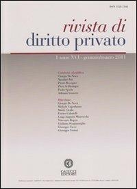 Rivista di diritto privato (2011). Vol. 1 - copertina