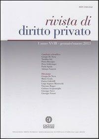 Rivista di diritto privato (2013). Vol. 1 - copertina