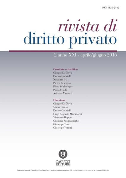Rivista di diritto privato. Vol. 2 - copertina