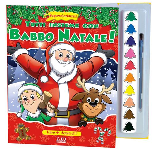 Tutti insieme con Babbo Natale! Supercolorissimi. Ediz. illustrata. Con gadget - copertina
