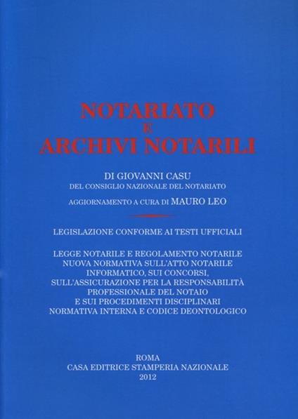 Notariato e archivi notarili - Giovanni Casu - copertina