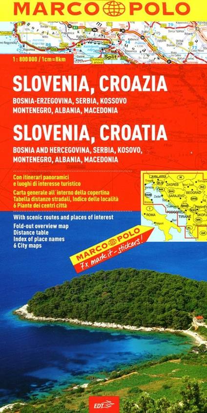 Slovenia, Croazia, Bosnia-Erzegovina, Serbia, Kossovo, Montenegro, Albania, Macedonia 1:800.000 - copertina
