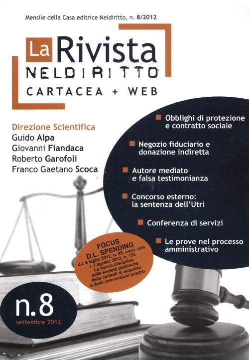 La rivista di Neldiritto (2012). Vol. 8 - copertina