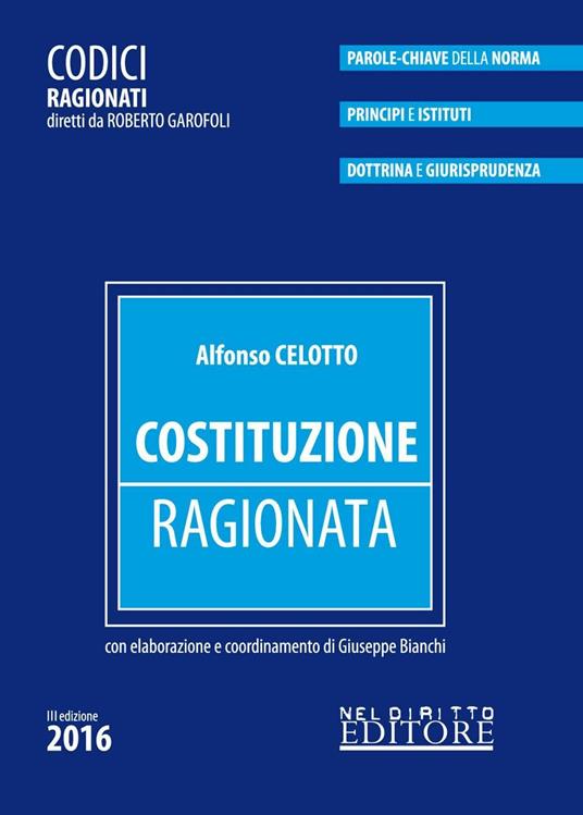 Costituzione ragionata - Alfonso Celotto - copertina
