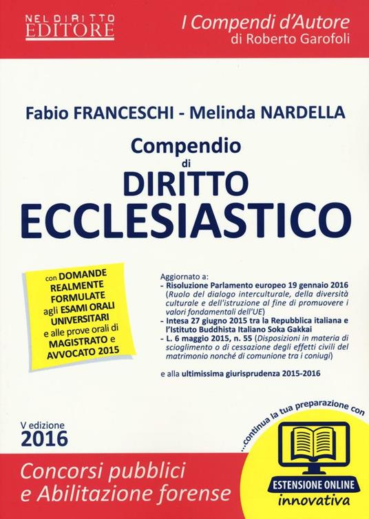 Compendio di diritto ecclesiastico. Con aggiornamento online - Fabio Franceschi,Melinda Nardella - copertina