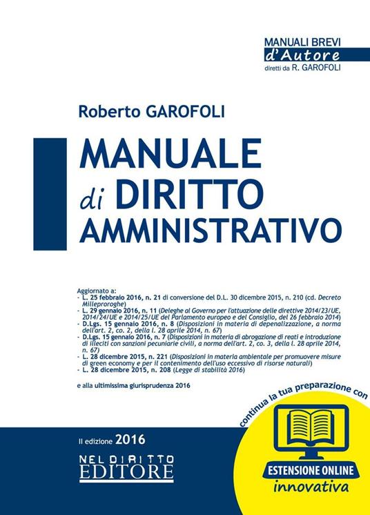 Manuale di diritto amministrativo. Con aggiornamento online - Roberto Garofoli - copertina